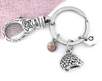 Hedgehog Keychain, Hedgehog Key Chain, Hedgehog Key Rings, Hedgehog Gifts, Initial Keychain, Personalized Hedgehog Charm Keyring Women Gifts