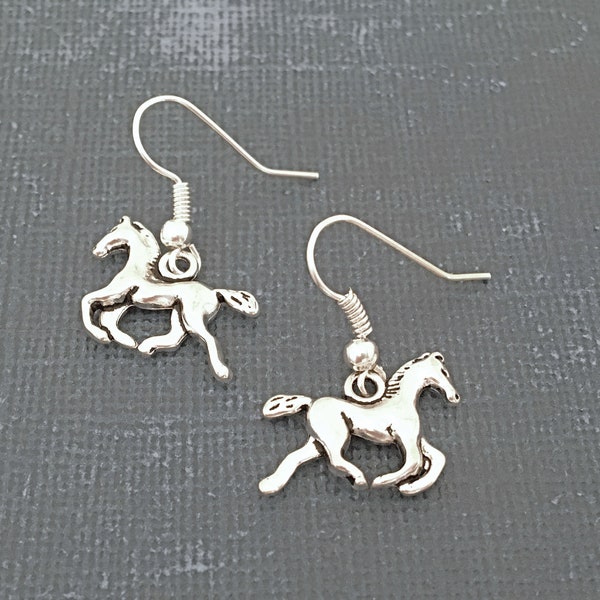 Horse Earrings, Equestrian Jewelry, Race Horse Owner Gifts, Animal Lover Gift, Pony Charm Earrings