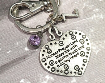 RN Lord bless me with a gentle touch and caring heart Keychain Nurses Prayer 