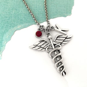 Caduceus Necklace, Caduceus Pendant, Caduceus Jewelry, Medical Caduceus Symbol, Med Student Gift, Doctor Gift, Health Care Worker Gift
