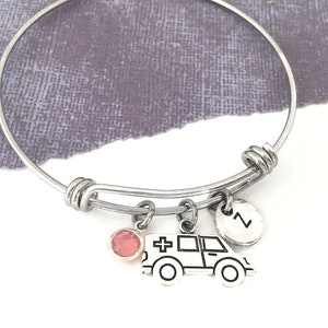 Ambulance Bangle, Ambulance Bracelet, EMT Bracelet, Ambulance Charm Bracelet, Paramedic Jewelry, Ambulance Driver Gift, Ambulance Dispatcher