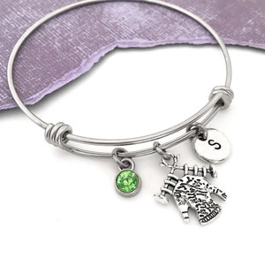 Knitting Bangle, Knitting Needle Bracelet, Knitting Jewelry, Personalized Initial Bracelet, Knitting Gifts, Knitter Gifts, Knitting Lover