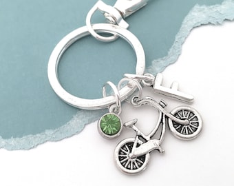 Bike Keychain, Bicycle Keychain, Bike Key Ring, Initial Keyring, Biking Gifts for Women, Bicycle Themed Gifts, Personalized Cyclist Gifts