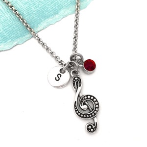 Treble Clef Necklace, Treble Clef Pendant, Personalized Clef Charm Jewelry Initial Necklace Music Necklace Musician Gifts Music Teacher Gift