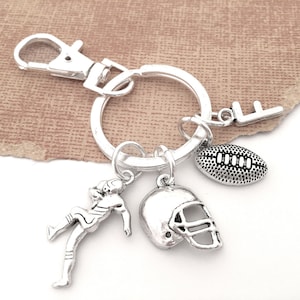 Football Keychain, Football Themed Gifts, Personalized Football Key Ring, Initial Keyring, Football Keychain Boyfriend, Football Keyring