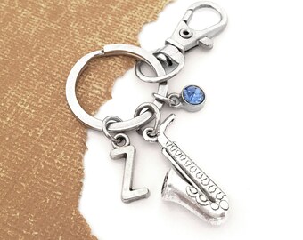Pewter Keyring Music Themed Flute Inc Drums Trumpet Saxophone Violin