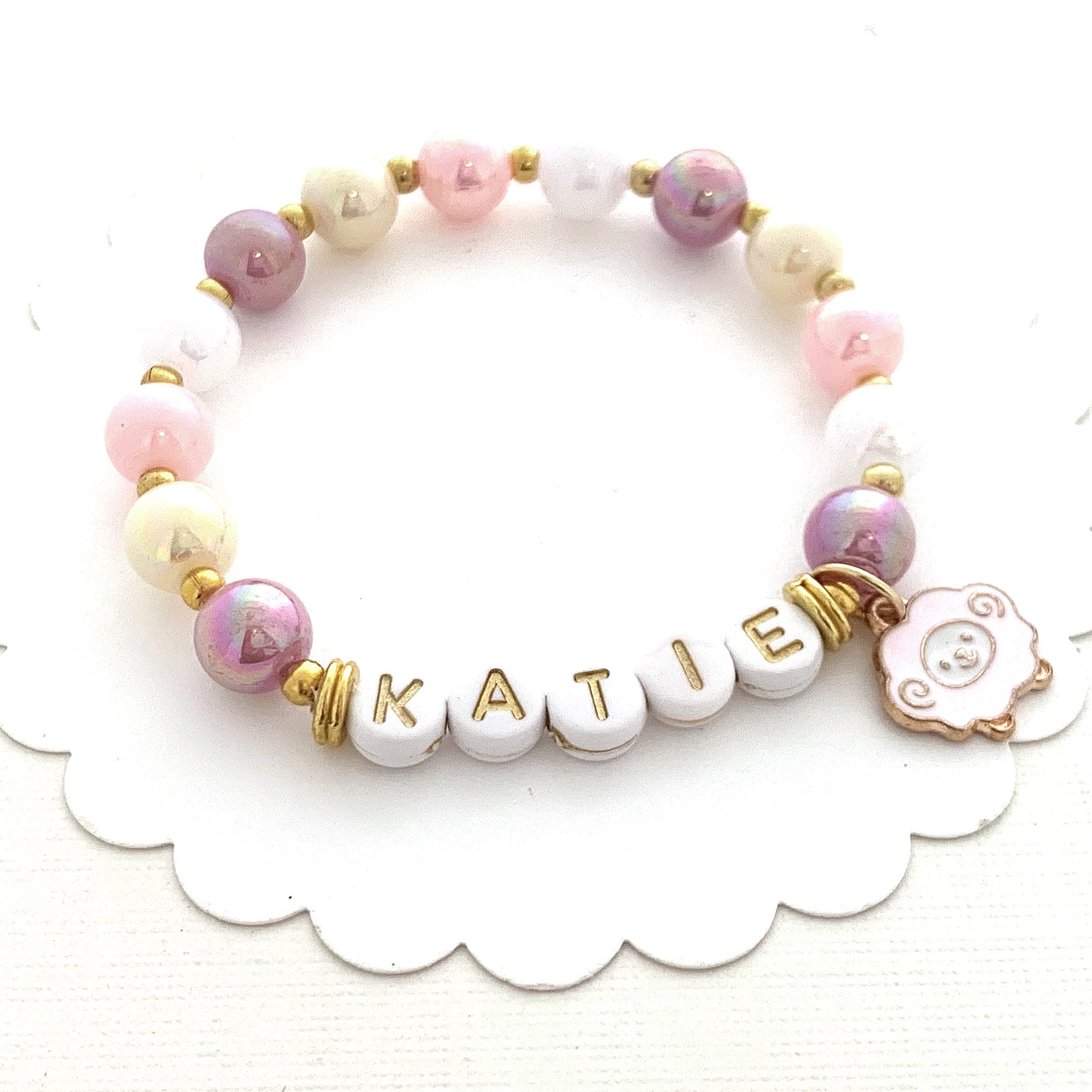 Girls Name Bracelet Personalized Kids Jewelry Beaded Stretch