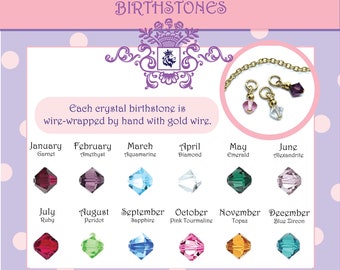 Add A Birthstone With Gold, Add A Rhinestone Birthstone Charm With Gold, Add A Swarovski Crystal Charm