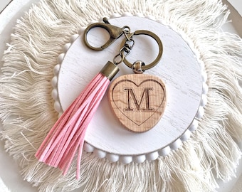 Heart Keychain, Valentines Day Gift for Daughter, Personalized Gift, Custom Teenage Girl Gifts, Initial Monogram Keyring, Gifts Under 20