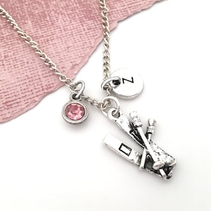 Skiing Necklace, Ski Necklace, Skiing Jewelry, Ski Jewelry, Skier Gifts, Initial Necklace, Personalized Ski Charm Necklace for Women, Mom