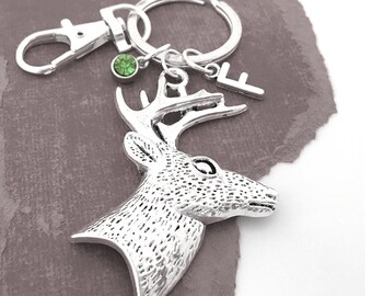 Deer Keychain, Buck Keychain, Deer Head Gifts, Deer Lover Gift, Deer Hunting Keychain, Deer Head Charm, Buck Charm, Gift for Deer Hunter