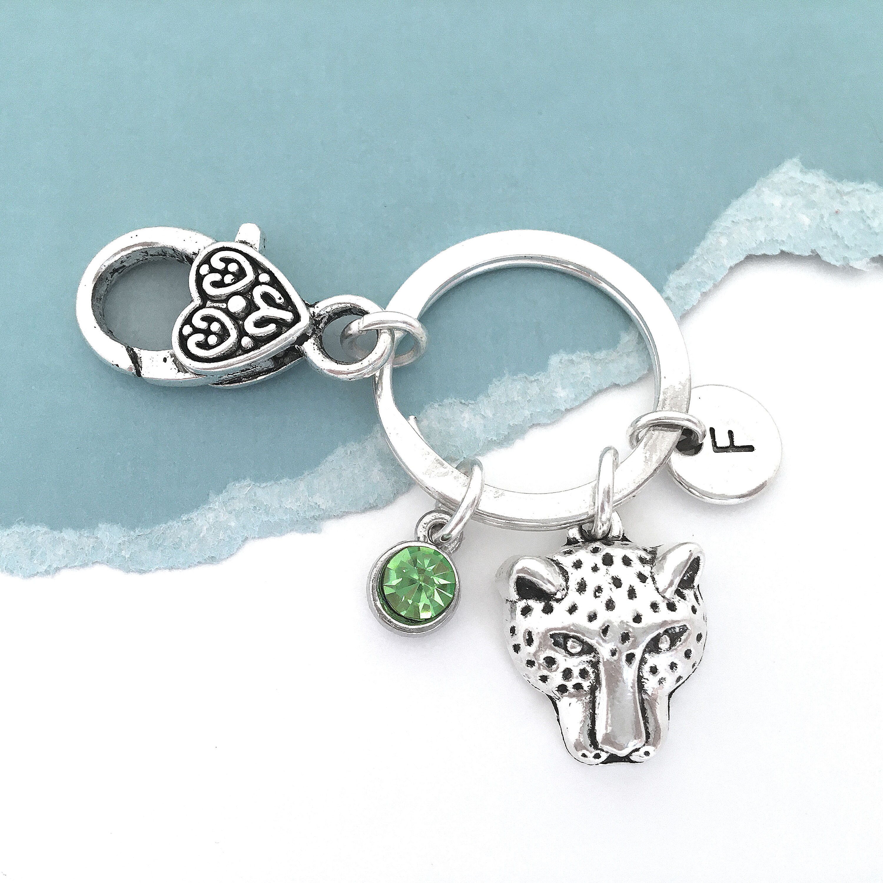 Cheetah Keychain Cheetah Key Ring Initial Keyring Etsy UK