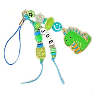 Dinosaur Phone Charm, Dinosaur Keychain, Name Bag Charm, Personalized Purse Charm, Cute Dinosaur Charm Gifts, Zipper Pull for Backpack