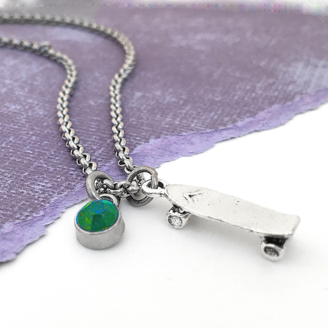 Skateboard Necklace, Skate Board Jewelry, Skateboard