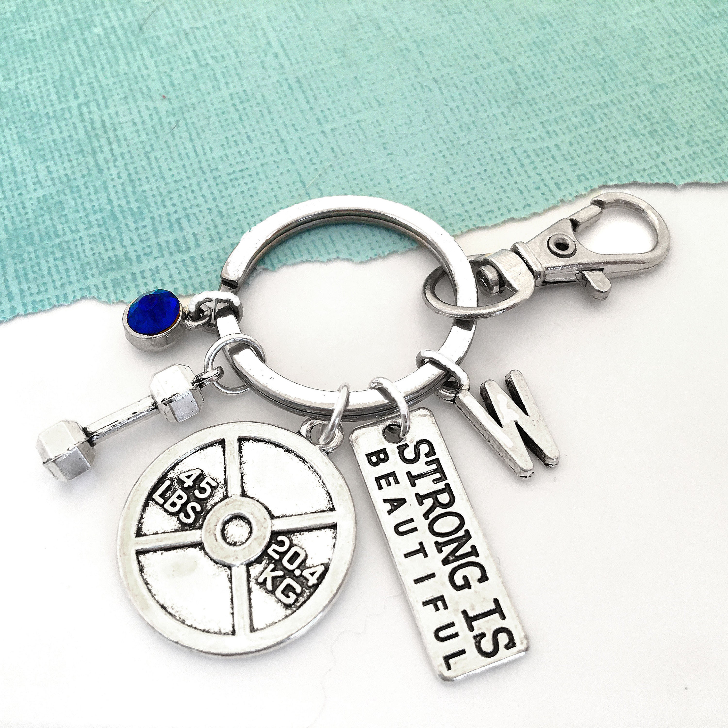 Gym Key ring Train Beyond Pain Dumbbell · Initial Keychain · Gym