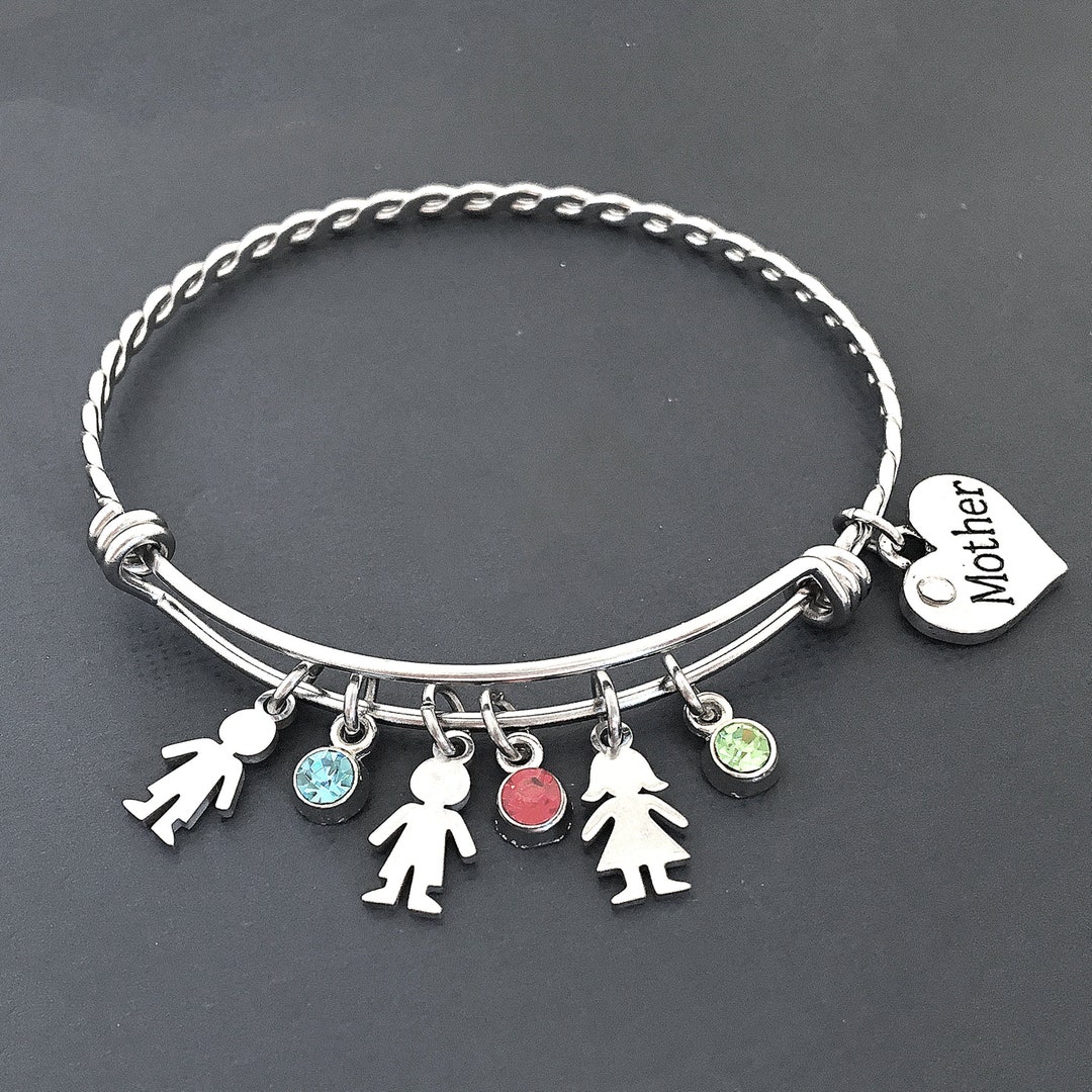 Mothers Day Bangle, Mothers Day Jewelry, Mom Bracelet With Kids
