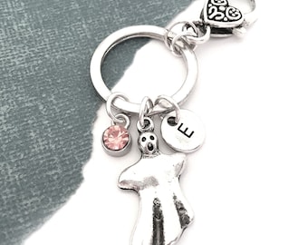 Ghost Keychain, Ghost Charm Initial Keyring, Personalized Ghost Hunter Gifts, Ghost Host, Halloween Keychain, Ghost Party, Spooky Keychain
