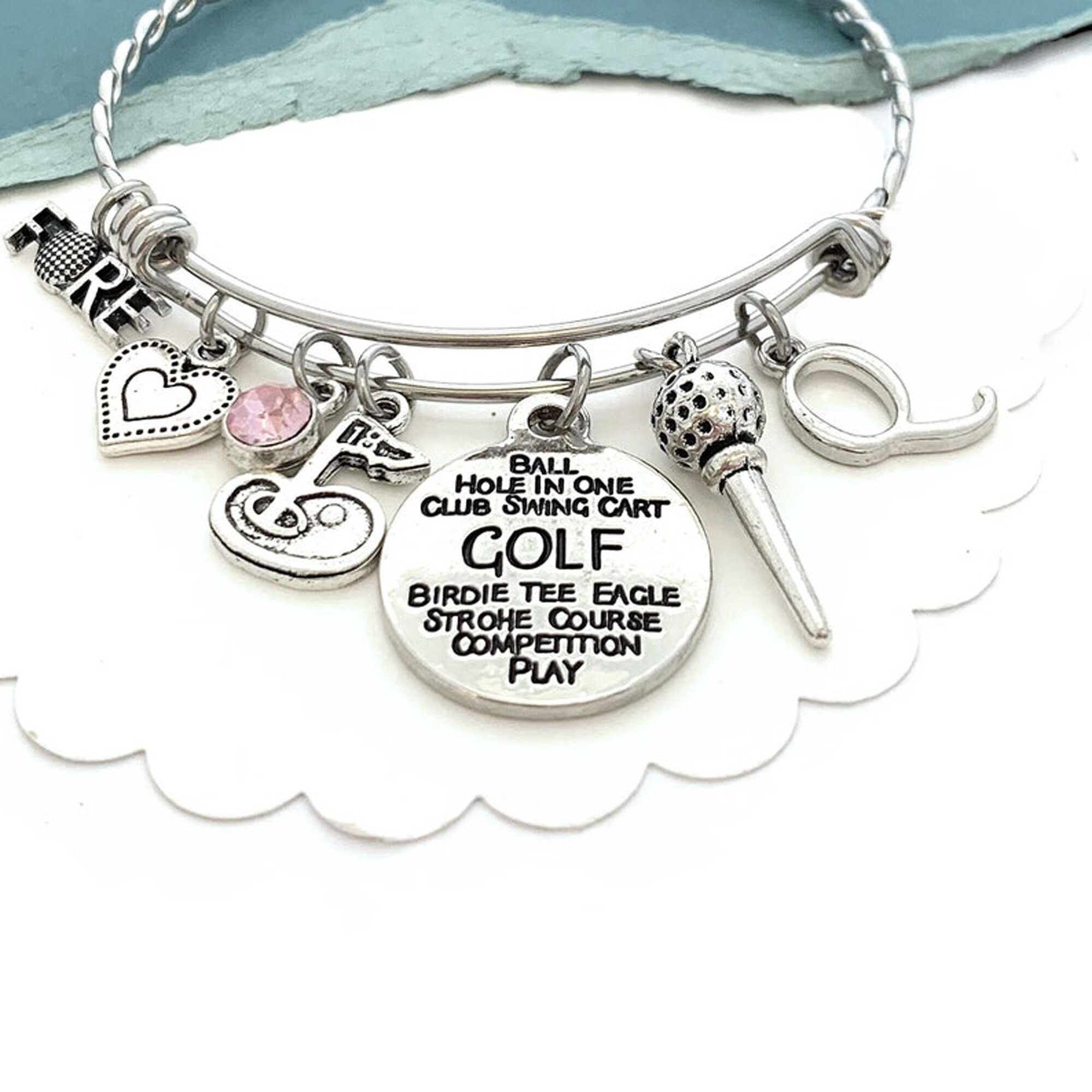 Golf Club bag Charm, Charm Bracelet, Necklace, Keychain - Golf Player Coach  mom Jewelry Gifts for Girls Women