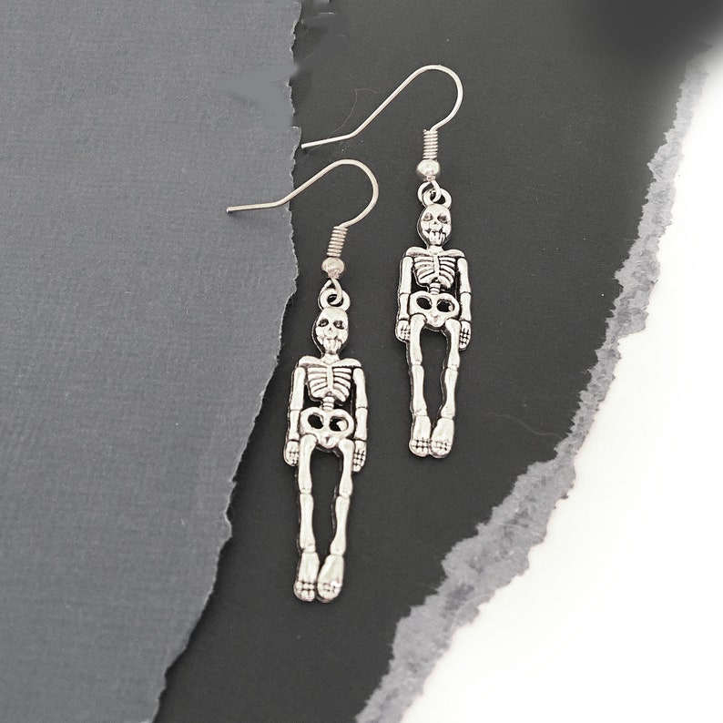 Skeleton Earrings Skeleton Jewelry Halloween Earrings Etsy