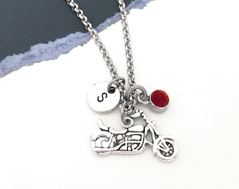 Motorcycle Necklace, Motorbike Necklace Biker Jewelry Motorcycle Jewelry, Initial Necklace Personalized Motorcycle Gifts for Women Bike Week