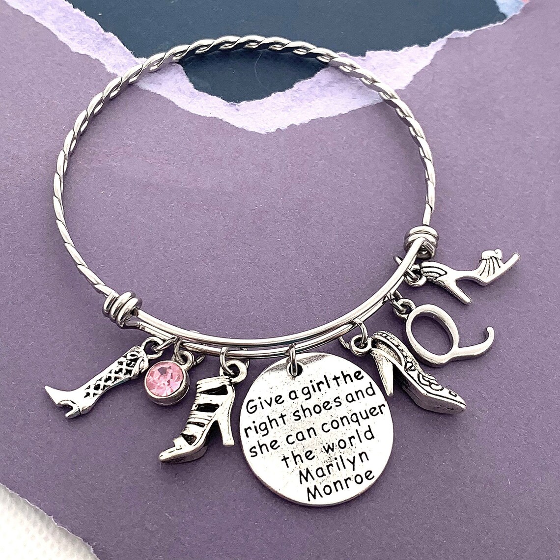 Shoe Charm Bracelet Initial Bangle Shoe Jewelry Shoe Lover Etsy