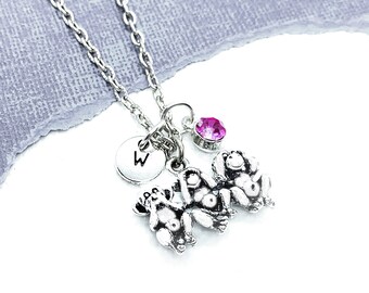 Three Wise Monkeys Necklace, Initial Necklace, Monkey Jewelry, Hear No Evil Speak No Evil See No Evil, Personalized Gift, Best Friend Gift