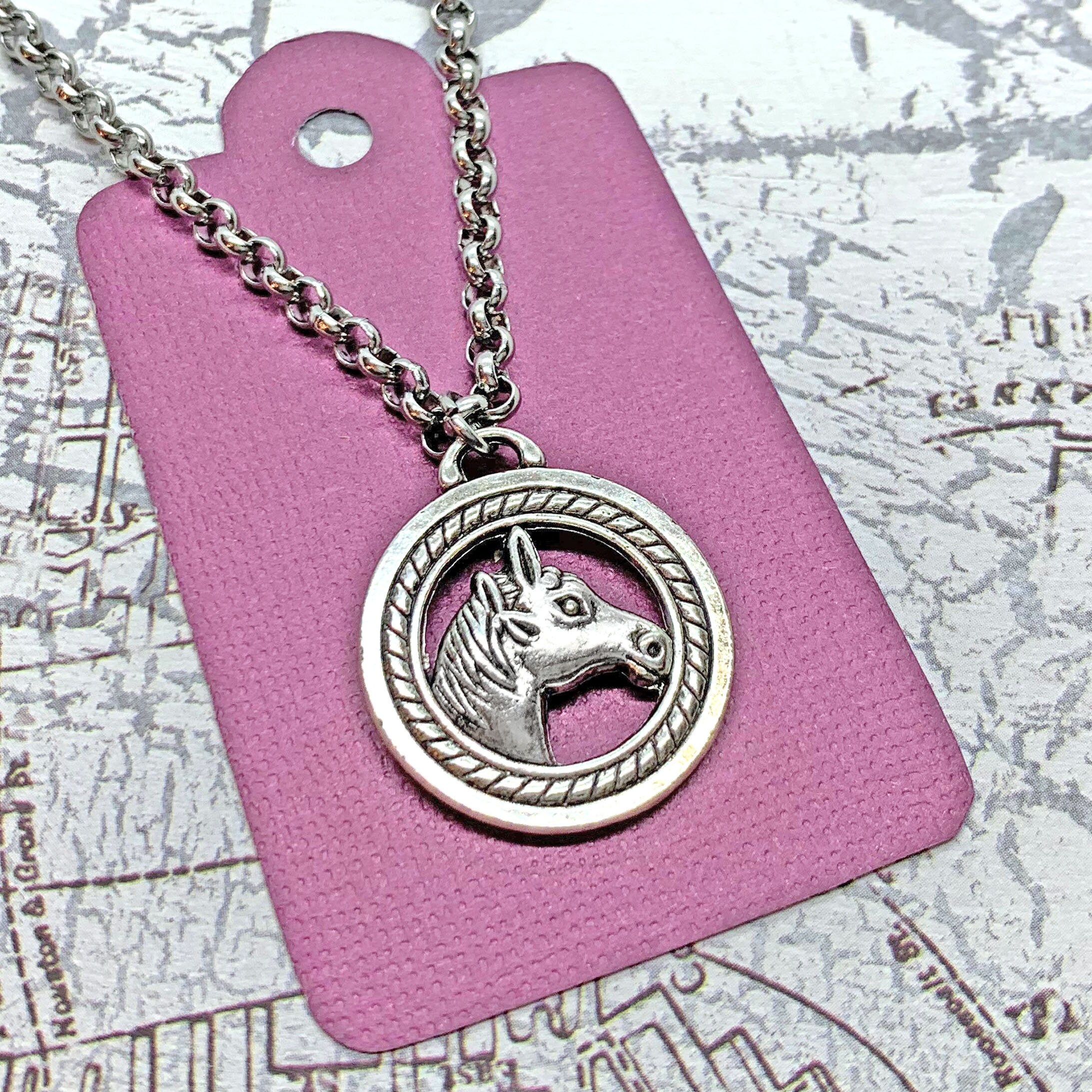 Horse Head Necklace Medallion Horse Jewelry Personalized Etsy