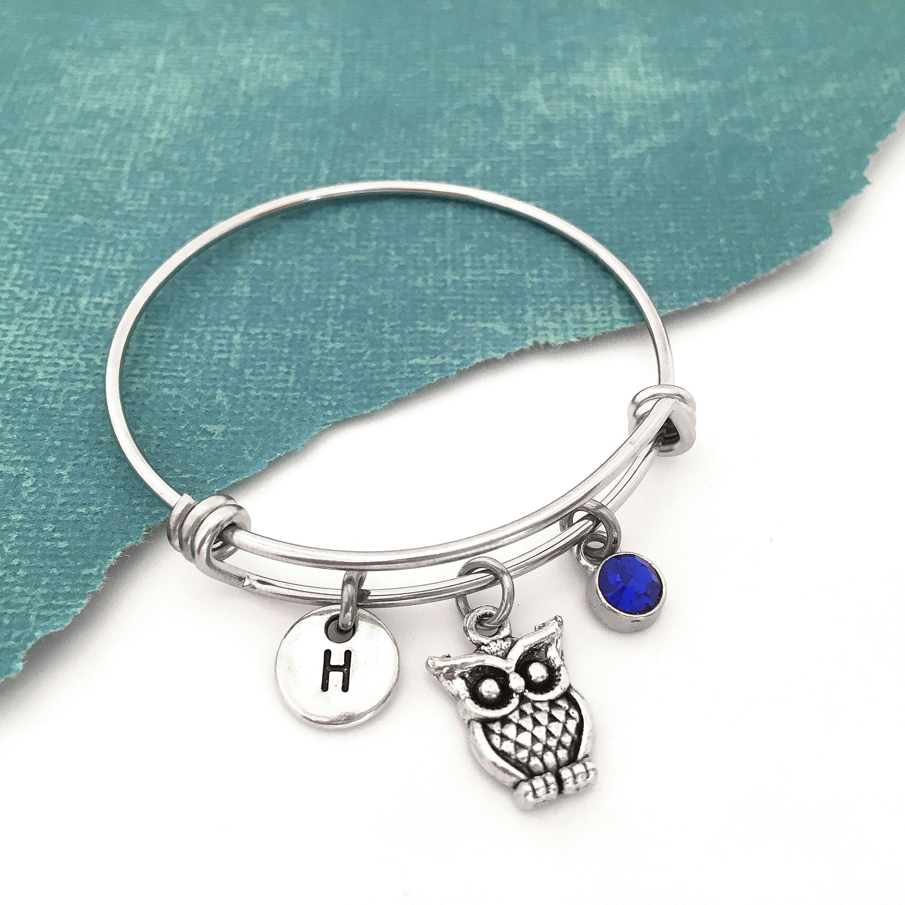 Owl Bangle, Little Girl Bangle, Owl Bracelet, Owl Charm Bracelet, Little Girl Jewelry, Owl Gifts for
