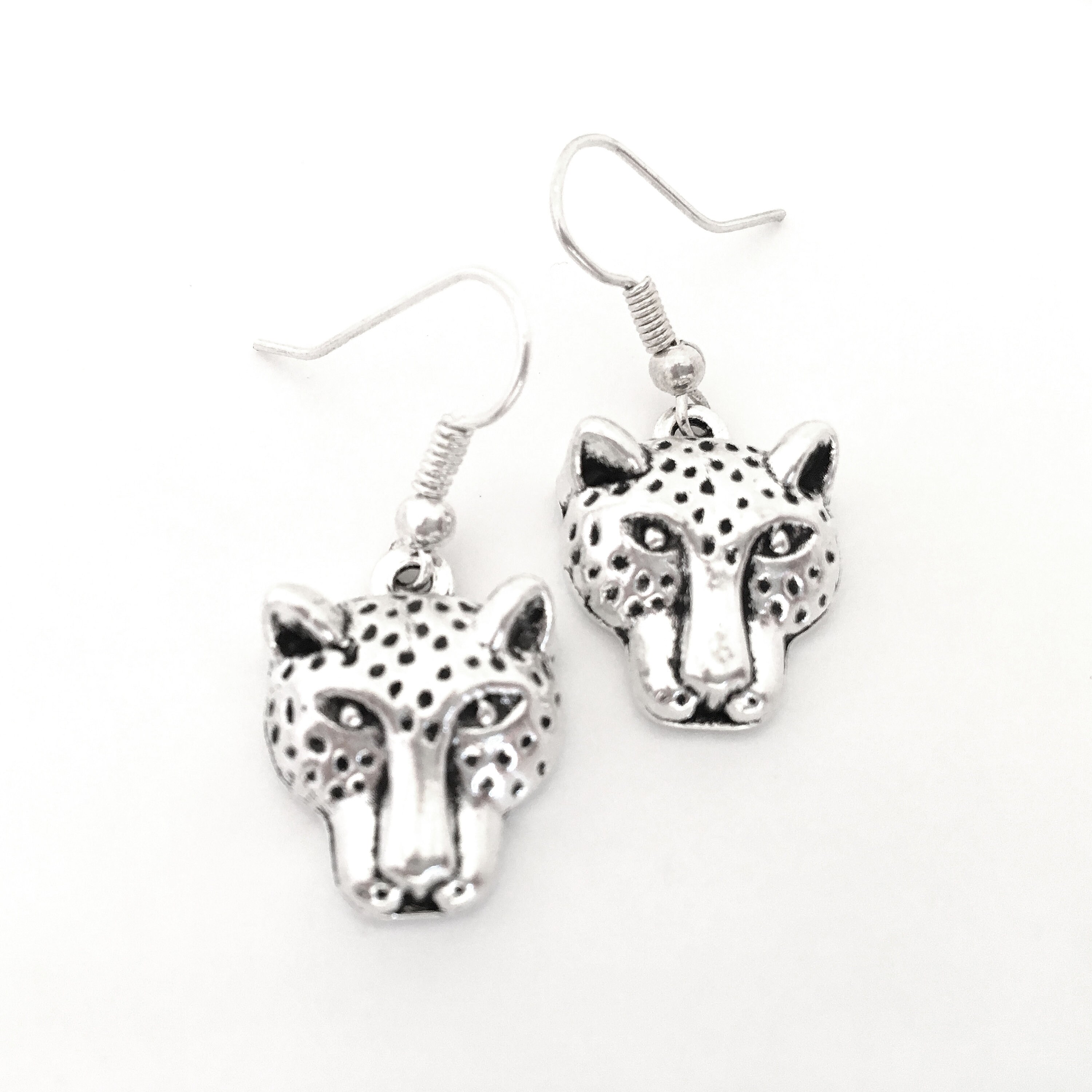ピアス Brass Rhinestone Cheetah Head Earrings Sexy Leopard / Panther Rhinestone Earrings - Safari Swag - Etsy
