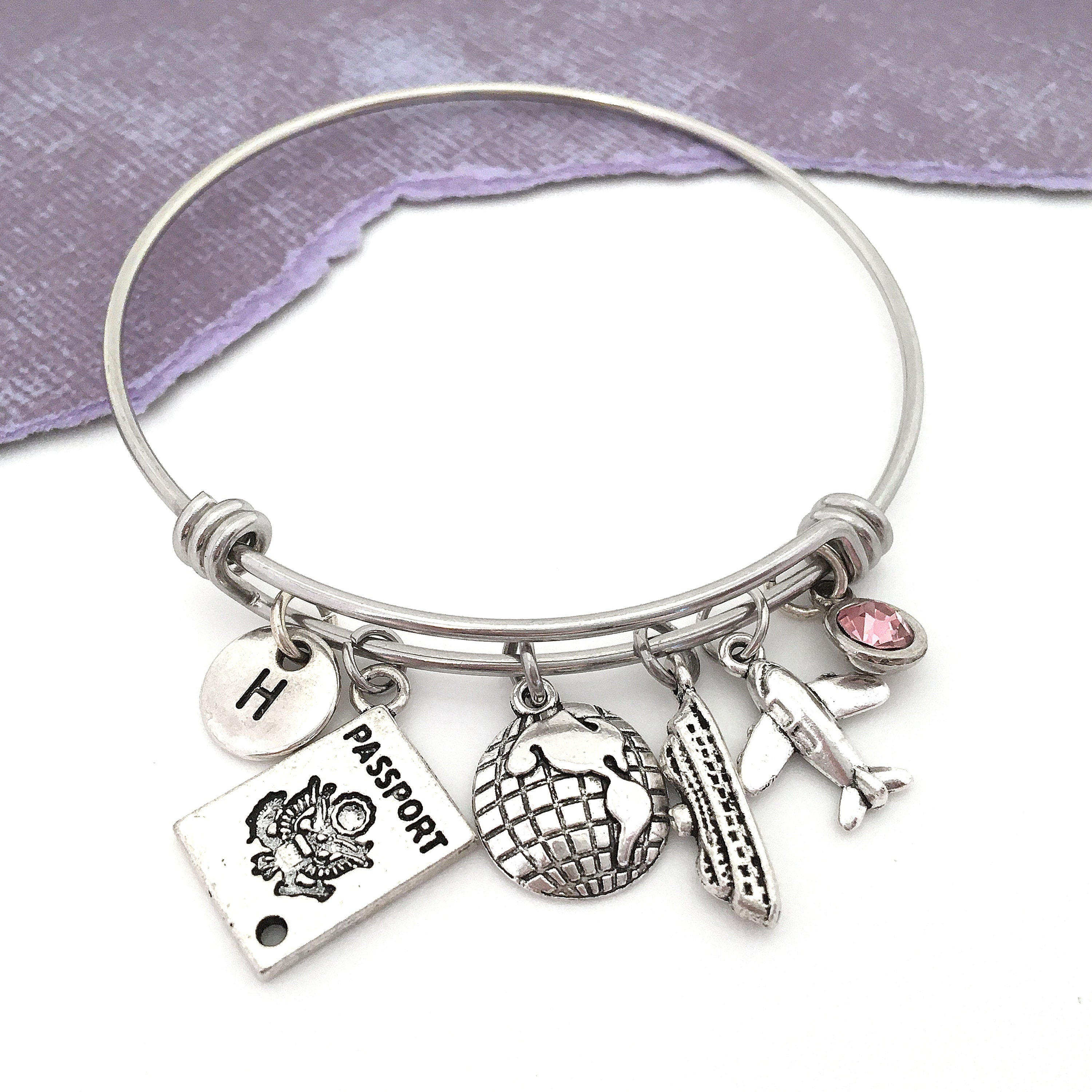 Travel Bangle Bracelet Travel Charm Bracelet Travel Themed