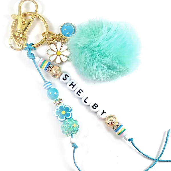 Pom Pom Keychain Etsy