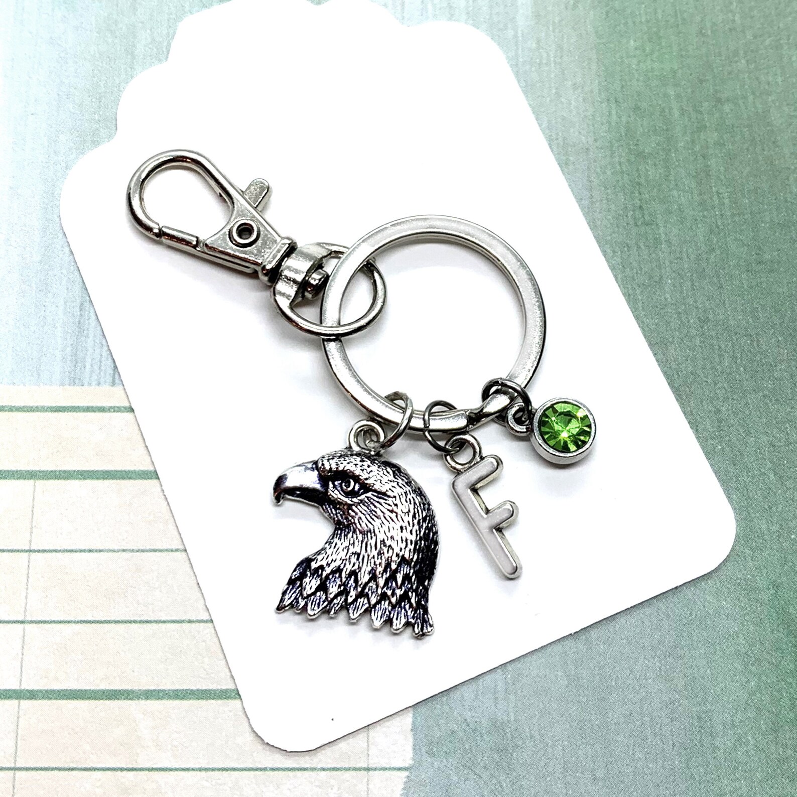 Eagle Keychains Eagle Gifts for Men Initial and Birthstone Etsy