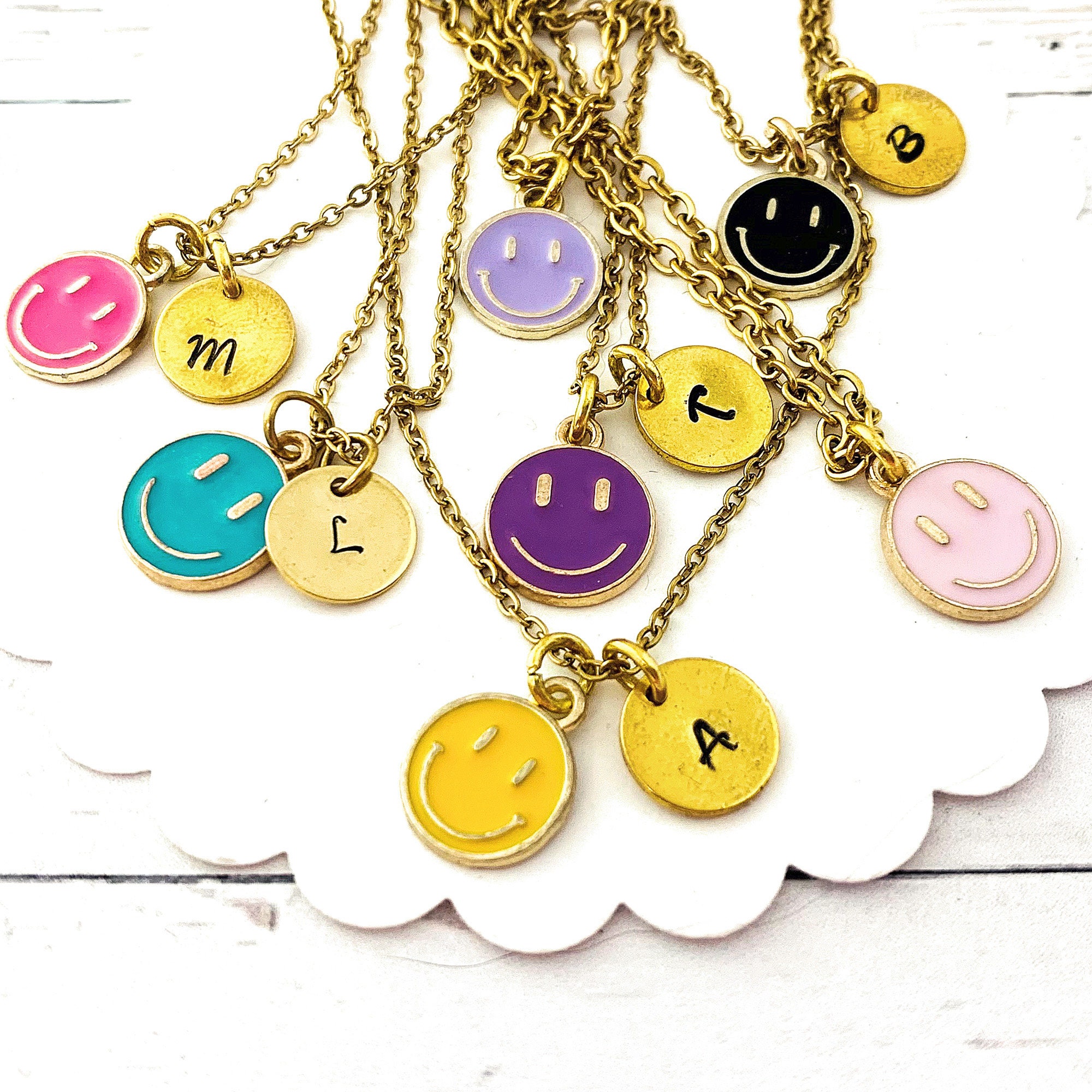Smiley Face Necklace, Smile Jewelry, Personalized Gifts