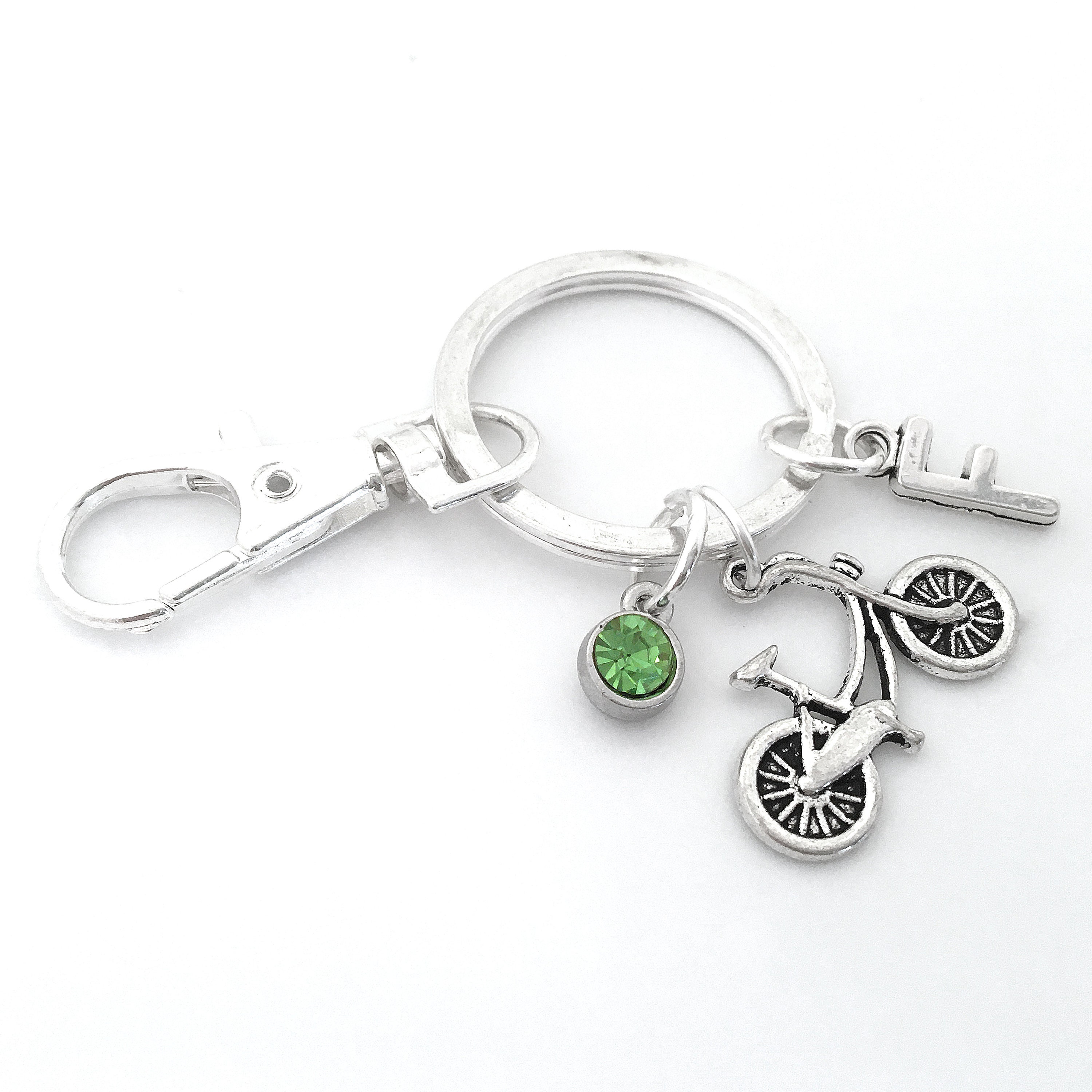 Push Bike Key Rings Bike Keychain, Bicycle Keychain, Bike Key Ring, Initial Keyring, Biking ...