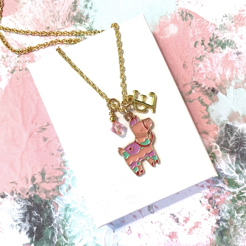 Llama Necklace for Girls Gold Llama Charm Jewelry Initial Etsy