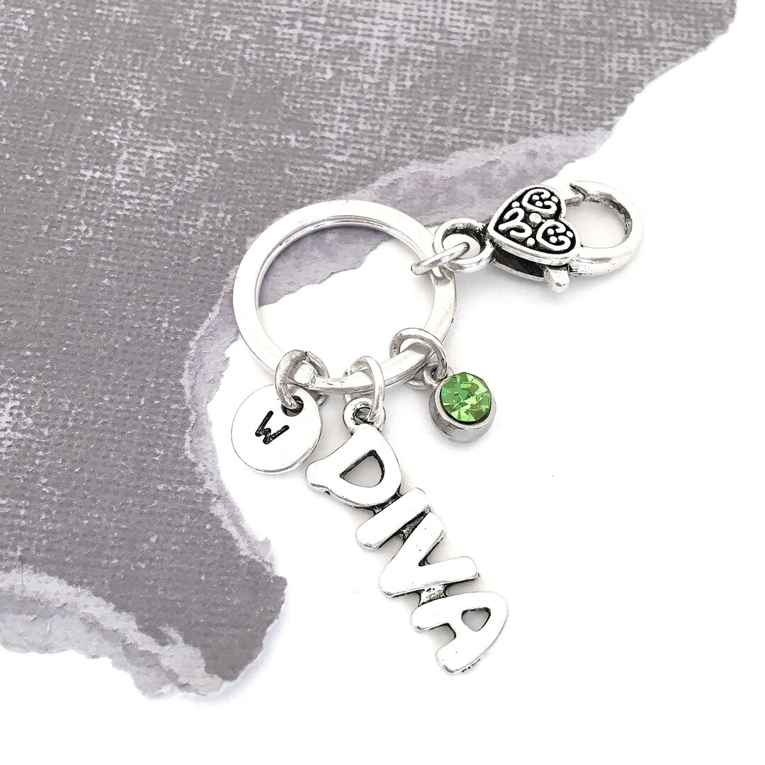 Diva Keychain, Diva Gifts, Diva Girl, Diva Charm Keyring, Initial Keyring, Diva Jewelry