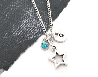 Star Necklace Silver, Star Charm Necklace Personalized, Celestial Jewelry, Star Jewelry Pendant, Star Necklace for Girls, Little Star Favor