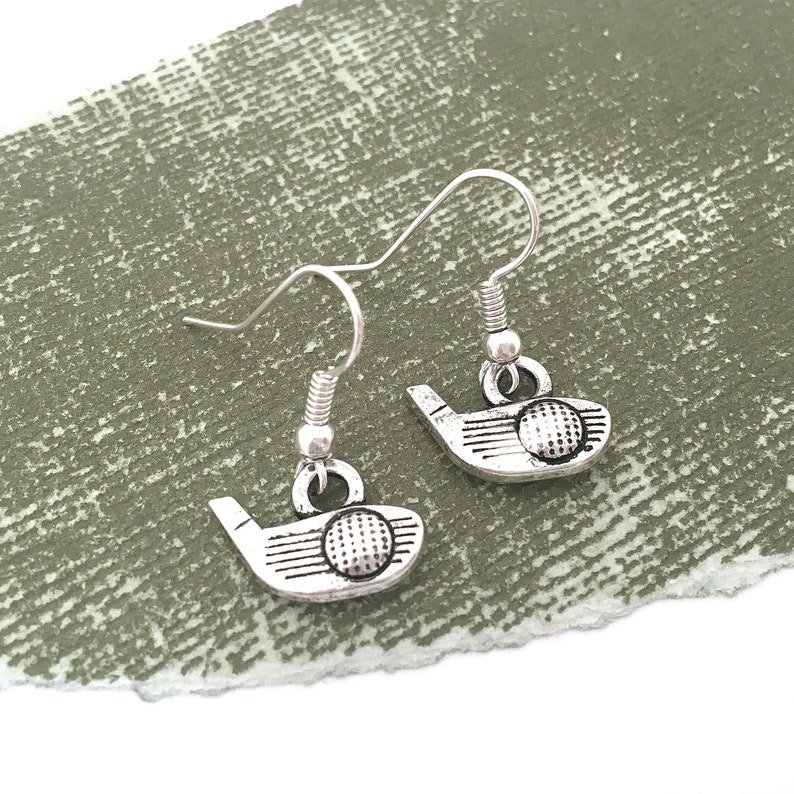 Golf Earrings Golf Ball Earrings Golf Club Earrings Silver Etsy