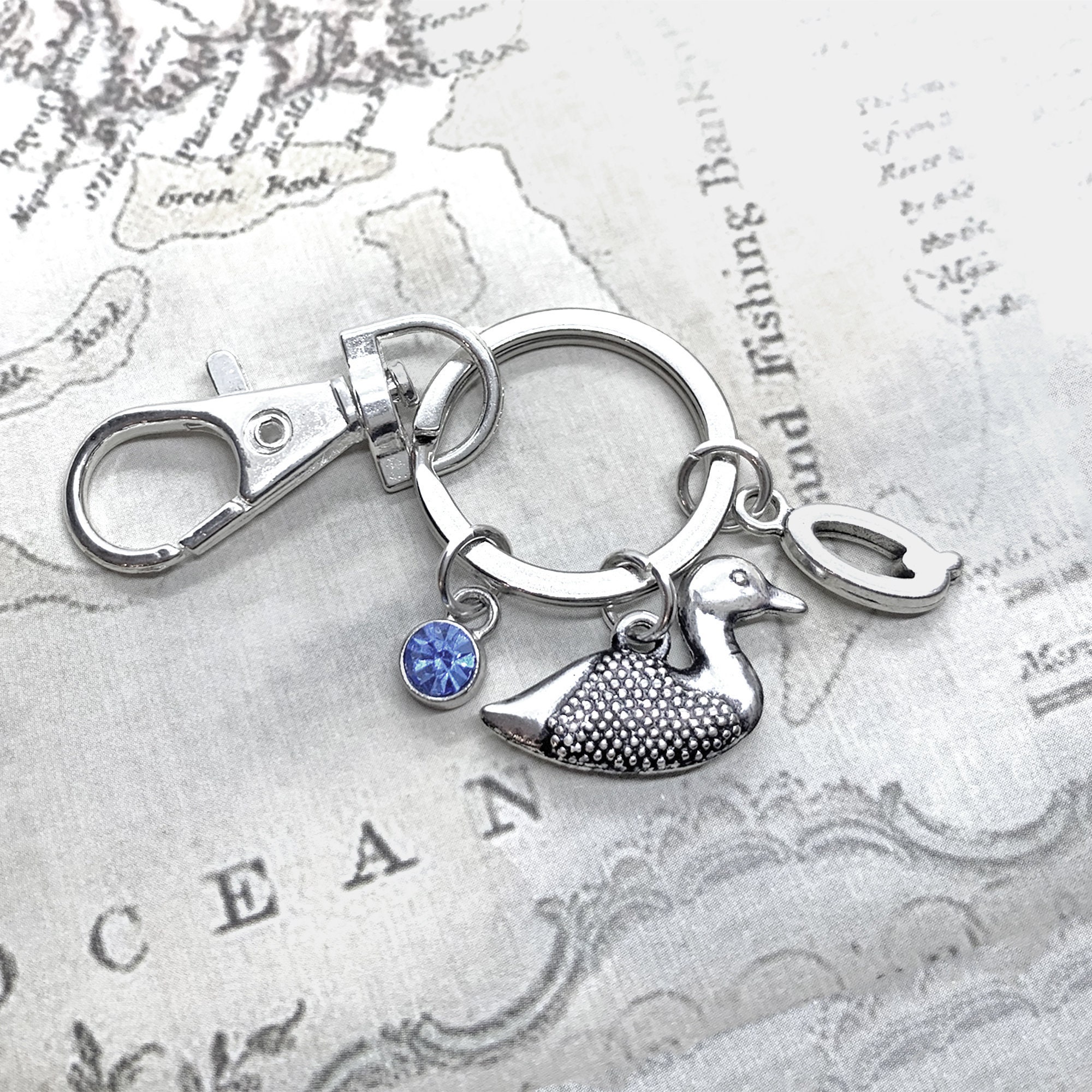 Duck Keychain Initial Key Chain Mallard Duck Lover Gift Etsy