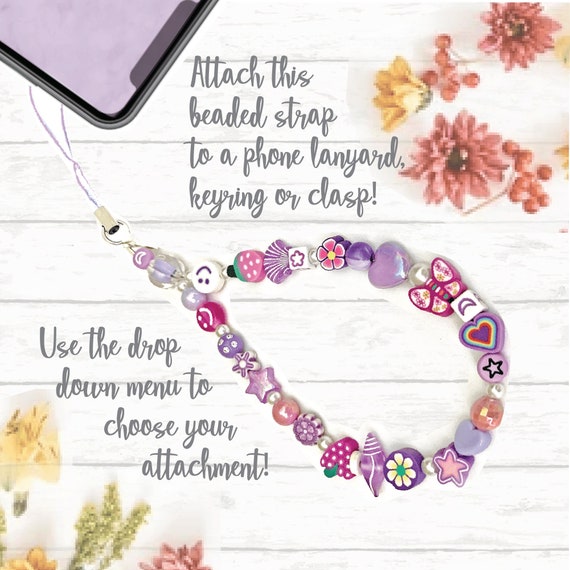 Beaded Phone Charms, Purple Phone Strap, Cell Phone Lanyard Wrist Strap, Phone  Chain, Wristlet, Personalized Gift, Colorful Phone Charm 