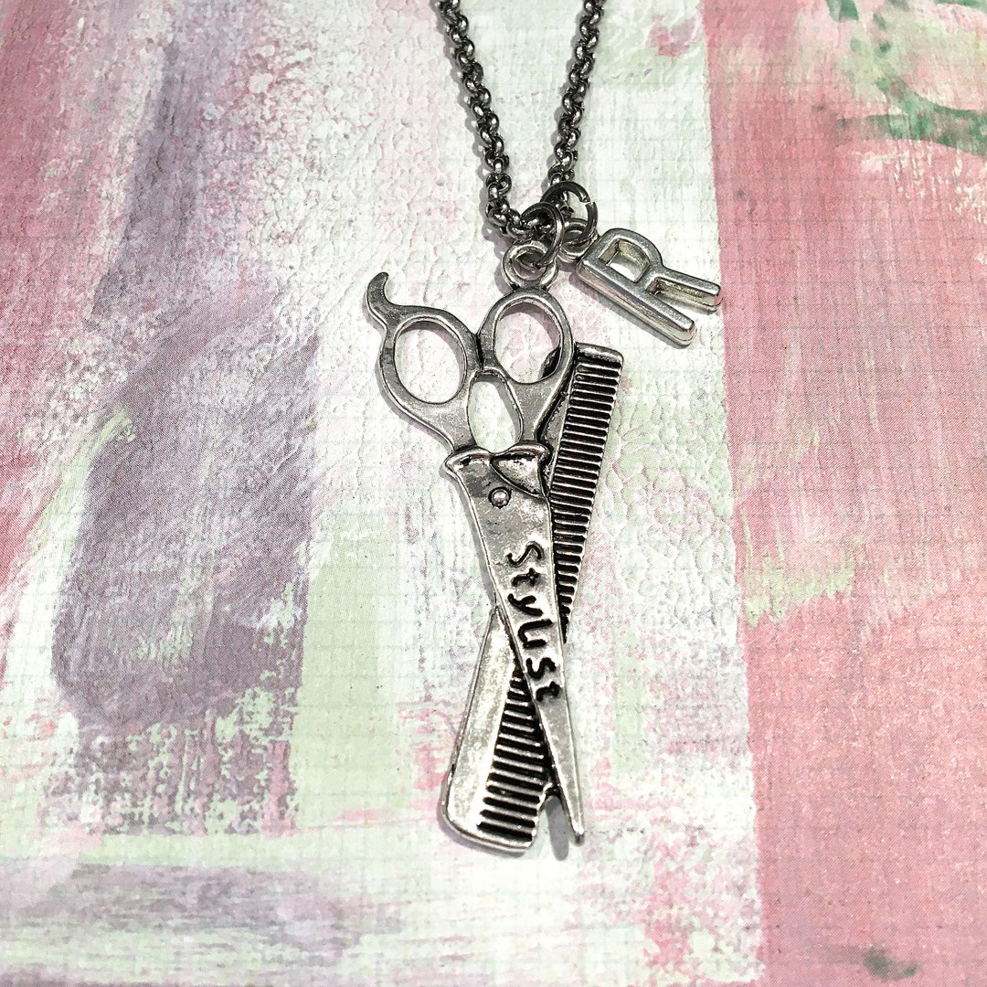 Hair Stylist Necklace Pendant Initial Necklace Personalized Etsy