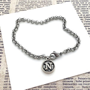 Typewriter Key Initial Bracelet, Letter Bracelet, Personalized Gifts for Him, Chain Jewelry, Stainless Steel Writer Gifts for Men, Brother