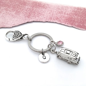 Camper Keychain, Caravan Keyring, Trailer Keychain, RV Key Chain, Happy Camper, Travel Trailer Gifts, Personalized Camper Gifts for Women