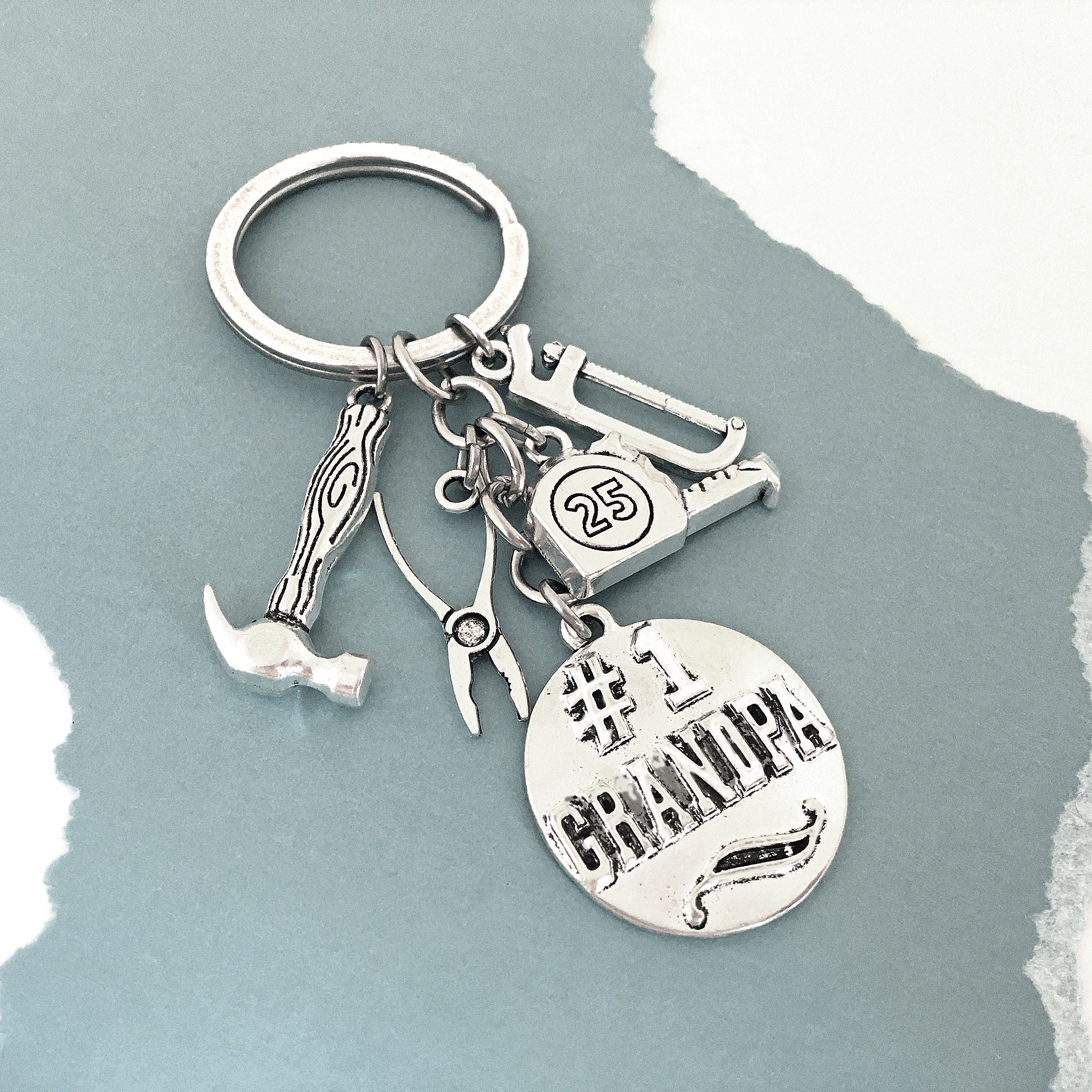 Grandpa Keychain Grandfather Gift from Grandkids Etsy