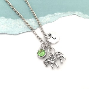 Zebra Necklace, Zebra Pendant, Zebra Jewelry, Zebra Gifts, Initial Necklace, Personalized Zebra Charm Necklace, Zoo Animal Gifts Safari Gift