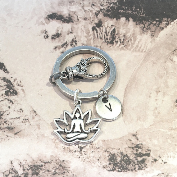 Lotus Keychain Lotus Flower Keychain Lotus Charm Keyring