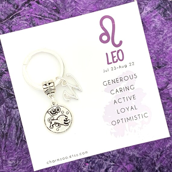 Leo Keychain, Zodiac Keyring, Personalized Zodiac Gifts, Initial