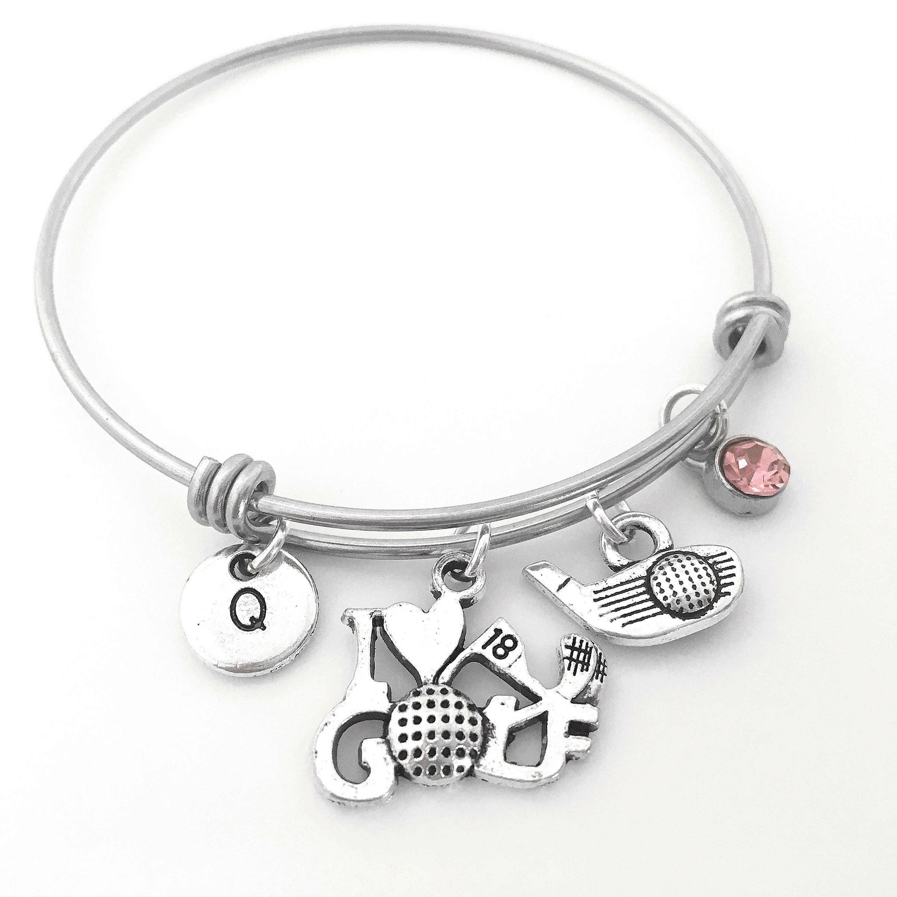 Golf Bangle Golf Bracelet Golf Charm Bracelet Personalized Etsy