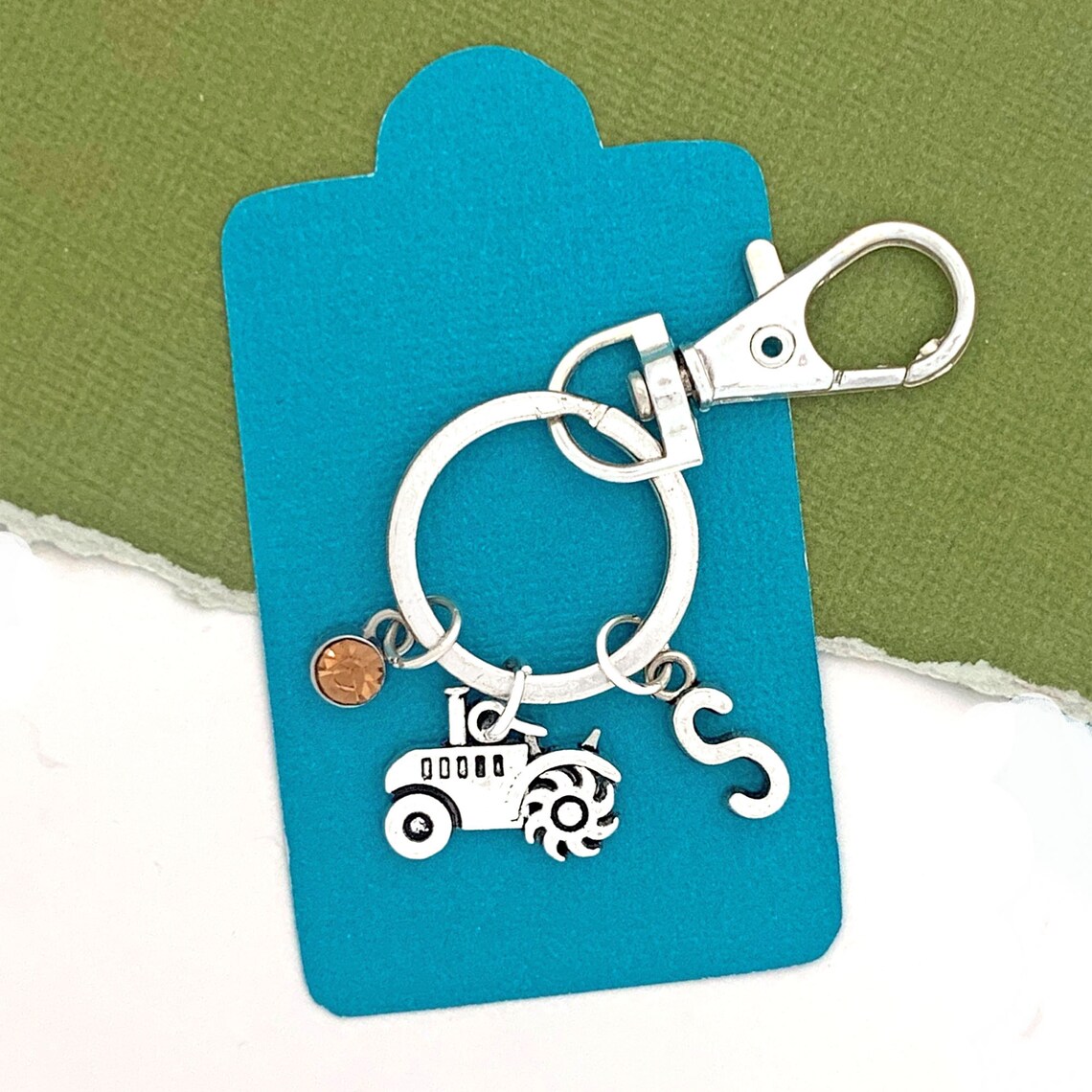 Tractor Keychain Farm Tractor Key Chain Initial Keyring Etsy