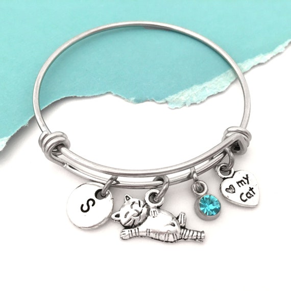 Cat Bangle Bracelet, Little Girl Bangle, Cat Jewelry, Little  display picture 3